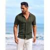 COOFANDY Men’s Knit Shirts Short Sleeve Casual Button Down Polo Shirt Summer Beach Vacation Shirts(Army Green)