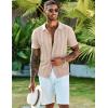 COOFANDY Men’s Knit Shirts Short Sleeve Casual Button Down Polo Shirt Summer Beach Vacation Shirts(Beige)