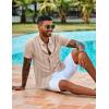 COOFANDY Men’s Knit Shirts Short Sleeve Casual Button Down Polo Shirt Summer Beach Vacation Shirts(Beige)