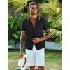 COOFANDY Men’s Knit Shirts Short Sleeve Casual Button Down Polo Shirt Summer Beach Vacation Shirts(Black- White)