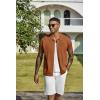 COOFANDY Men’s Knit Shirts Short Sleeve Casual Button Down Polo Shirt Summer Beach Vacation Shirts(Brown)