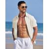 COOFANDY Men’s Knit Shirts Short Sleeve Casual Button Down Polo Shirt Summer Beach Vacation Shirts(Cream)