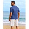 COOFANDY Men’s Knit Shirts Short Sleeve Casual Button Down Polo Shirt Summer Beach Vacation Shirts(Denim Blue)