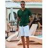 COOFANDY Men’s Knit Shirts Short Sleeve Casual Button Down Polo Shirt Summer Beach Vacation Shirts(Green)