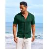COOFANDY Men’s Knit Shirts Short Sleeve Casual Button Down Polo Shirt Summer Beach Vacation Shirts(Green)