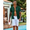 COOFANDY Men’s Knit Shirts Short Sleeve Casual Button Down Polo Shirt Summer Beach Vacation Shirts(Green)