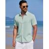 COOFANDY Men’s Knit Shirts Short Sleeve Casual Button Down Polo Shirt Summer Beach Vacation Shirts(Ice Green)