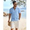 COOFANDY Men’s Knit Shirts Short Sleeve Casual Button Down Polo Shirt Summer Beach Vacation Shirts(Light Blue)