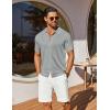 COOFANDY Men’s Knit Shirts Short Sleeve Casual Button Down Polo Shirt Summer Beach Vacation Shirts(Light Gray)