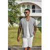COOFANDY Men’s Knit Shirts Short Sleeve Casual Button Down Polo Shirt Summer Beach Vacation Shirts(Light Gray)