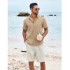 COOFANDY Men’s Knit Shirts Short Sleeve Casual Button Down Polo Shirt Summer Beach Vacation Shirts(Light Khaki)