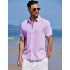 COOFANDY Men’s Knit Shirts Short Sleeve Casual Button Down Polo Shirt Summer Beach Vacation Shirts(Light Purple)