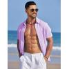 COOFANDY Men’s Knit Shirts Short Sleeve Casual Button Down Polo Shirt Summer Beach Vacation Shirts(Light Purple)