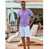 COOFANDY Men’s Knit Shirts Short Sleeve Casual Button Down Polo Shirt Summer Beach Vacation Shirts(Lilac)