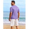 COOFANDY Men’s Knit Shirts Short Sleeve Casual Button Down Polo Shirt Summer Beach Vacation Shirts(Lilac)