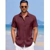 COOFANDY Men’s Knit Shirts Short Sleeve Casual Button Down Polo Shirt Summer Beach Vacation Shirts(Maroon Red)