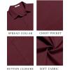 COOFANDY Men’s Knit Shirts Short Sleeve Casual Button Down Polo Shirt Summer Beach Vacation Shirts(Maroon Red)