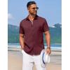 COOFANDY Men’s Knit Shirts Short Sleeve Casual Button Down Polo Shirt Summer Beach Vacation Shirts(Maroon Red)