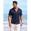 COOFANDY Men’s Knit Shirts Short Sleeve Casual Button Down Polo Shirt Summer Beach Vacation Shirts(Navy Blue)