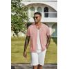 COOFANDY Men’s Knit Shirts Short Sleeve Casual Button Down Polo Shirt Summer Beach Vacation Shirts(Pink)