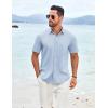 COOFANDY Men’s Knit Shirts Short Sleeve Casual Button Down Polo Shirt Summer Beach Vacation Shirts(Sky Blue)