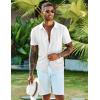 COOFANDY Men’s Knit Shirts Short Sleeve Casual Button Down Polo Shirt Summer Beach Vacation Shirts(White)