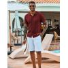 COOFANDY Men’s Knit Shirts Short Sleeve Casual Button Down Polo Shirt Summer Beach Vacation Shirts(Wine Red)