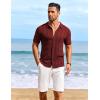 COOFANDY Men’s Knit Shirts Short Sleeve Casual Button Down Polo Shirt Summer Beach Vacation Shirts(Wine Red)