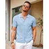 COOFANDY Men’s Knit Short Sleeve Button Down Shirt Vintage Polo Shirt Casual Summer Beach Shirts(Angel Falls)