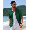 COOFANDY Men’s Knit Short Sleeve Button Down Shirt Vintage Polo Shirt Casual Summer Beach Shirts(Evergreen)