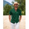 COOFANDY Men’s Knit Short Sleeve Button Down Shirt Vintage Polo Shirt Casual Summer Beach Shirts(Evergreen)