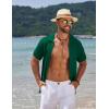 COOFANDY Men’s Knit Short Sleeve Button Down Shirt Vintage Polo Shirt Casual Summer Beach Shirts(Evergreen)