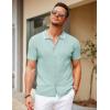 COOFANDY Men’s Knit Short Sleeve Button Down Shirt Vintage Polo Shirt Casual Summer Beach Shirts(Gossamer Green)