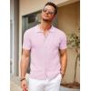 COOFANDY Men’s Knit Short Sleeve Button Down Shirt Vintage Polo Shirt Casual Summer Beach Shirts(Icy Pink)