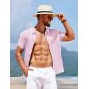 COOFANDY Men’s Knit Short Sleeve Button Down Shirt Vintage Polo Shirt Casual Summer Beach Shirts(Icy Pink)