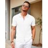 COOFANDY Men’s Knit Short Sleeve Button Down Shirt Vintage Polo Shirt Casual Summer Beach Shirts(White)