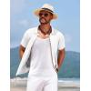 COOFANDY Men’s Knit Short Sleeve Button Down Shirt Vintage Polo Shirt Casual Summer Beach Shirts(White)