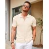 COOFANDY Men’s Knit Short Sleeve Button Down Shirt Vintage Polo Shirt Casual Summer Beach Shirts(Wood Ash)