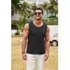 COOFANDY Men’s Knit Tank Tops Casual Sleeveless T Shirts Beach Tank Shirts with Pocket(Black)
