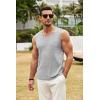 COOFANDY Men’s Knit Tank Tops Casual Sleeveless T Shirts Beach Tank Shirts with Pocket(Light Grey)