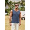 COOFANDY Men’s Knit Tank Tops Casual Sleeveless T Shirts Beach Tank Shirts with Pocket(Navy)