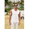 COOFANDY Men’s Knit Tank Tops Casual Sleeveless T Shirts Beach Tank Shirts with Pocket(White)