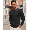 COOFANDY Men’s Knitted Polo Neck Long Sleeve Winter Thermal Casual Sweater(Black & White Edge)