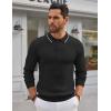 COOFANDY Men’s Knitted Polo Neck Long Sleeve Winter Thermal Casual Sweater(Black & White Edge)