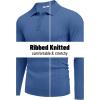 COOFANDY Men’s Knitted Polo Neck Long Sleeve Winter Thermal Casual Sweater(Denim Blue)
