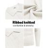 COOFANDY Men’s Knitted Polo Neck Long Sleeve Winter Thermal Casual Sweater(Ivory)