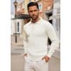 COOFANDY Men’s Knitted Polo Neck Long Sleeve Winter Thermal Casual Sweater(Ivory)