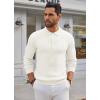 COOFANDY Men’s Knitted Polo Neck Long Sleeve Winter Thermal Casual Sweater(Ivory)