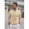 COOFANDY Men’s Knitted Polo Neck Long Sleeve Winter Thermal Casual Sweater(Light Khaki)