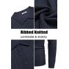 COOFANDY Men’s Knitted Polo Neck Long Sleeve Winter Thermal Casual Sweater(Navy Blue)